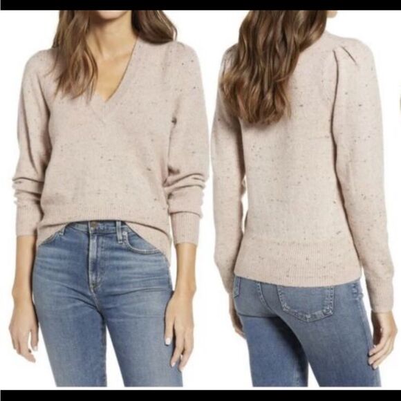 Madewell Wool Blend Muted Pink V Neck Sweater - Picture 10 of 10